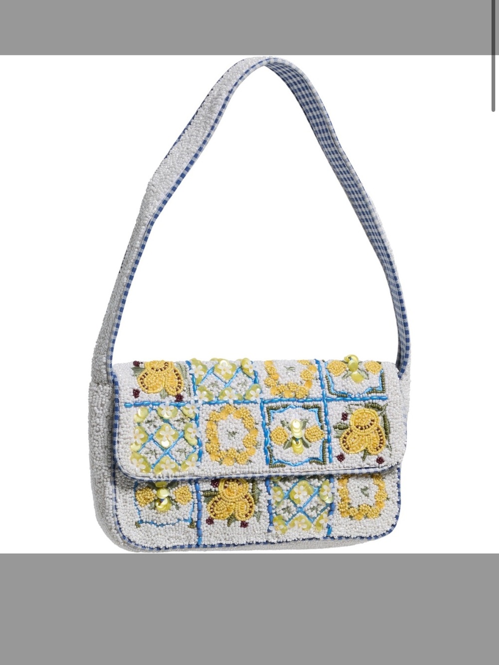 Handcrafted White & Yellow Beaded Shoulder Bag